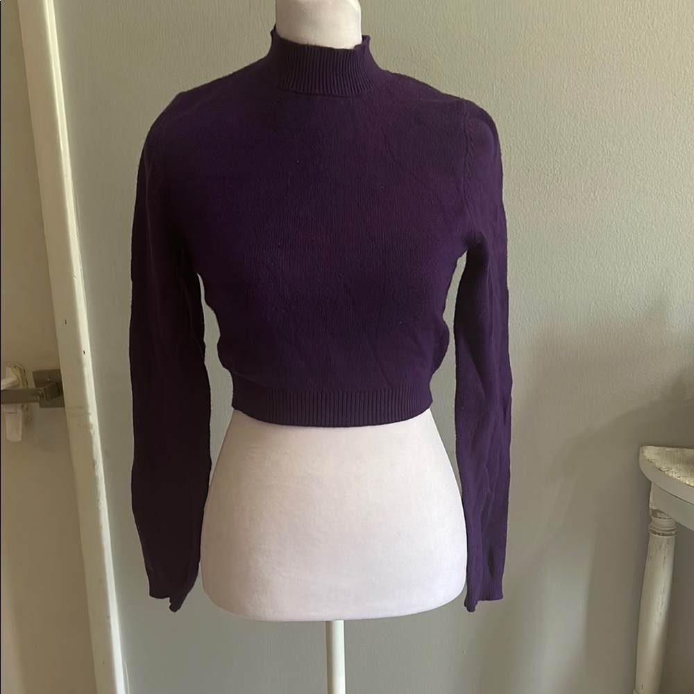 [KITTENISH] Purple Turtleneck Crop Sweater - Size Small